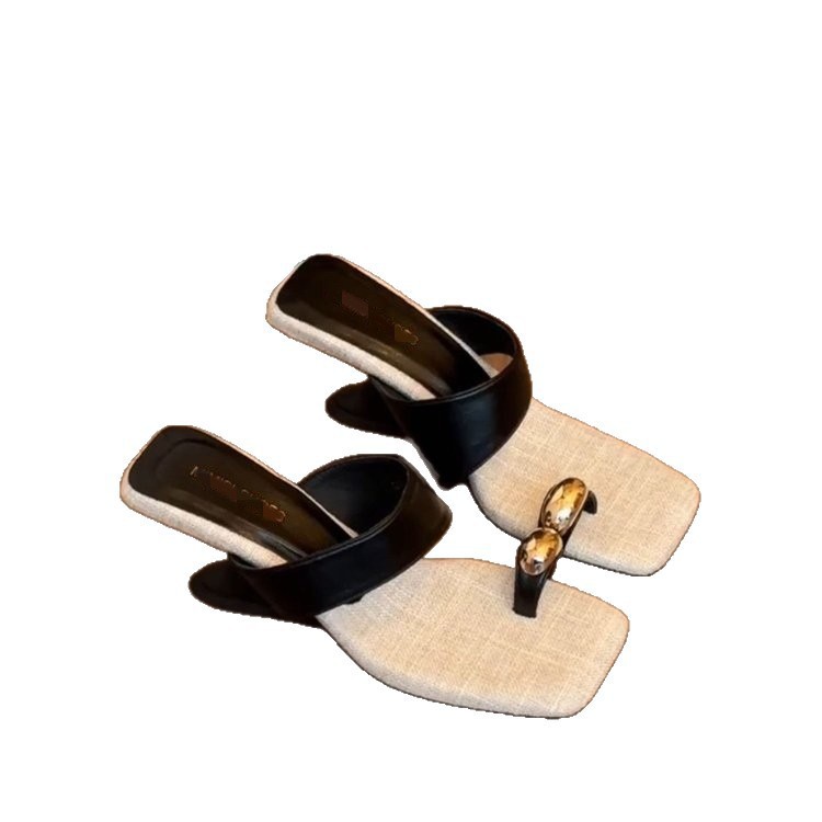 Zapatillas frías de tacón francés 2026 nuevo nicho de verano con falda de cabeza cuadrada zapatillas de mujer