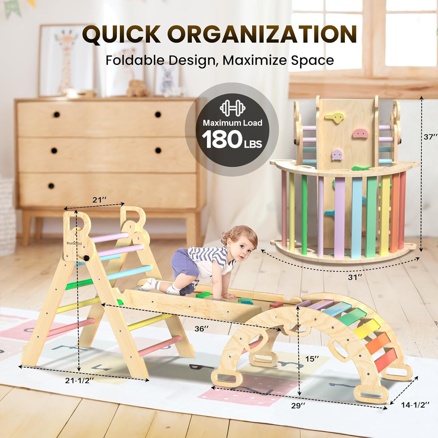 Madera interior infantil escalada infantil juguete de entrenamiento físico simple triángulo plegable entrenamiento sensorial