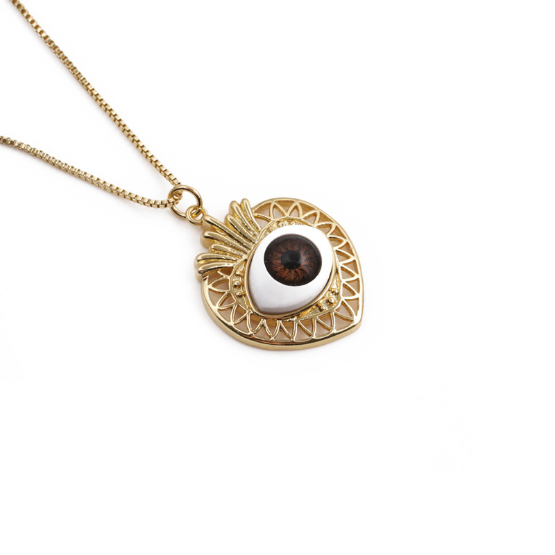 fashion hollow eye heart copper necklace wholesale nihaojewelry