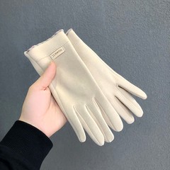 冬季女士德绒保暖手套可触屏加绒防寒户外骑行手套女