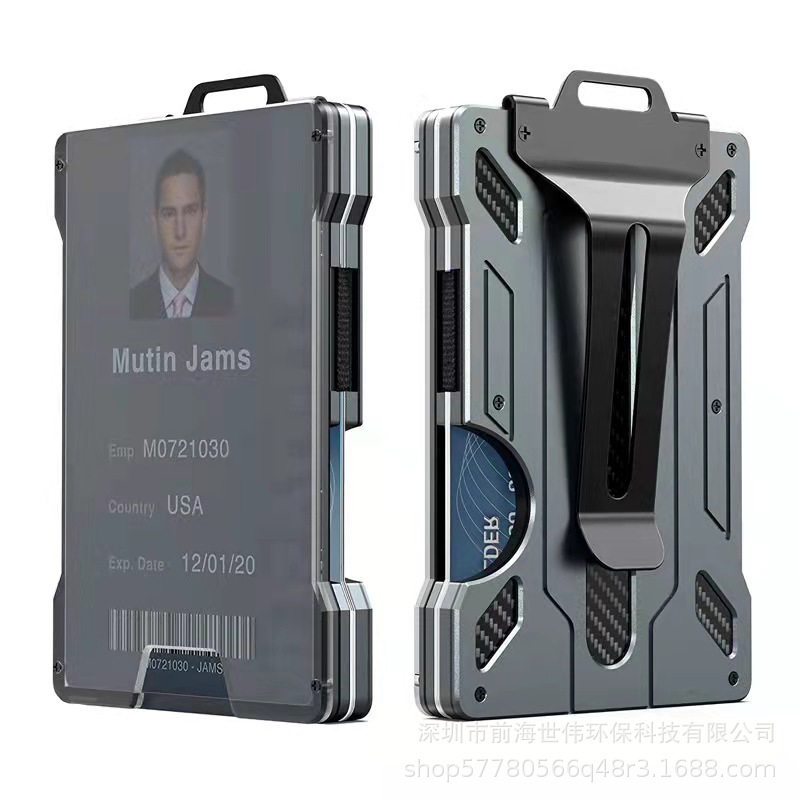 2022 Amazon New Work Permit Card Holder Transparent Job Card RFID Anti-theft Brush Aluminum Alloy Wallet Card Holder