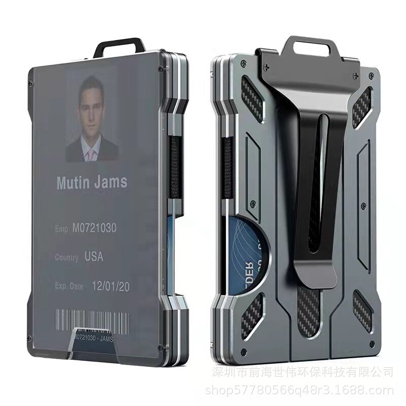 2022 Amazon New Work Permit Card Holder Transparent Job Card RFID Anti-theft Brush Aluminum Alloy Wallet Card Holder
