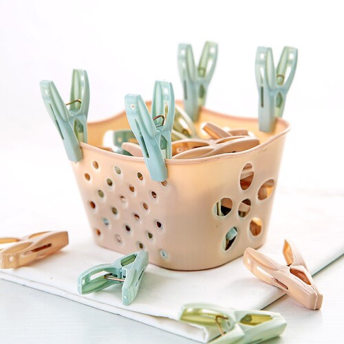 30 packs of strong windproof clothespins for underwear, small clothespins with baskets, household plastic sheets, clothespins for clothes