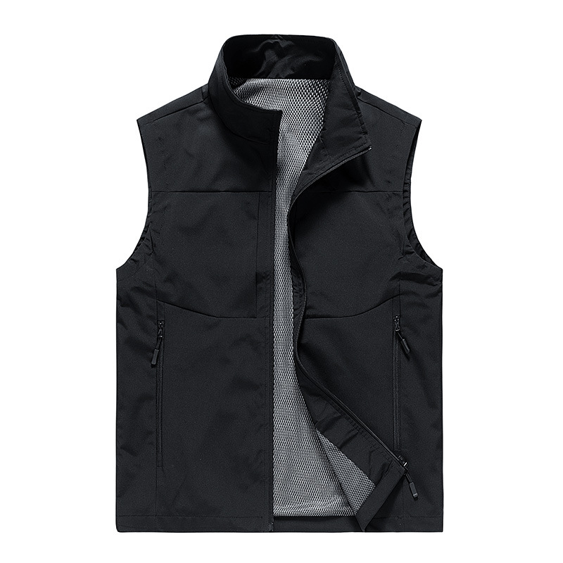 Chaleco masculino de primavera y otoño sin mangas, chaleco de bolsillo suelto, chaleco delgado, tendencia casual, hombro