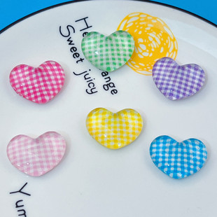 Transparent Plaid Texture Colorful Heart Hairpin Hair Tie Claw Clip Cream Glue Clog Shoe Buckle DIY Resin Accessories