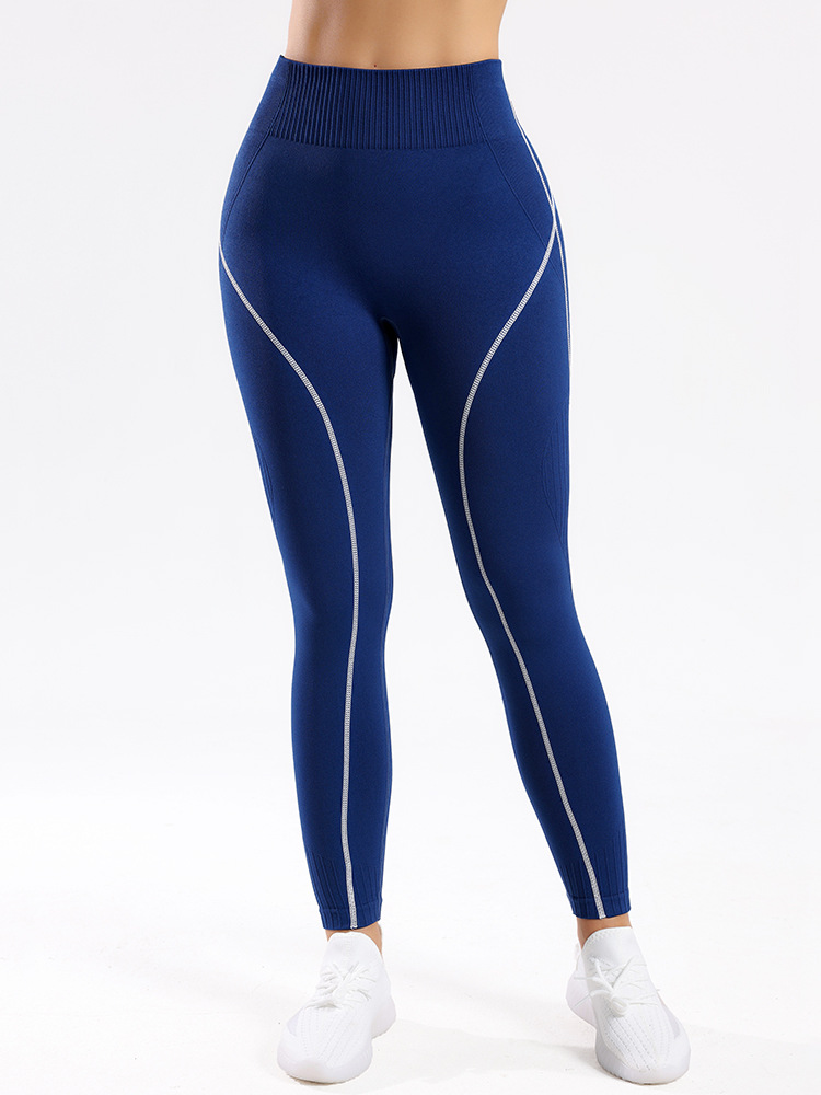 Pantalones de yoga con hilo de cintura alta de color de contraste de estilo caliente Shein, pantalones ajustados sin costuras de cadera de melocotón para mujer