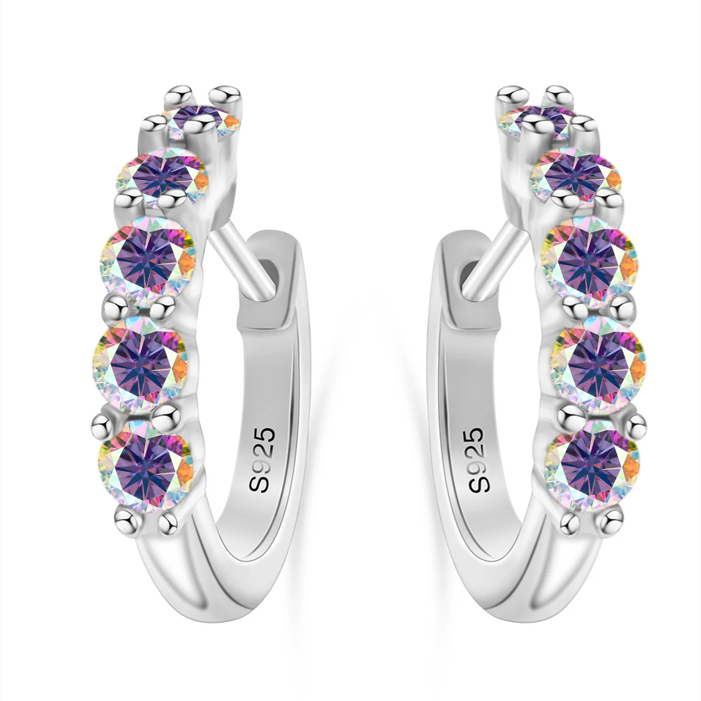 Transfronterizo s925 pendientes de plata esterlina 1 / 2 quilates mono diamante 3mm pendientes de diamante de color D pendientes de diamante de diamante