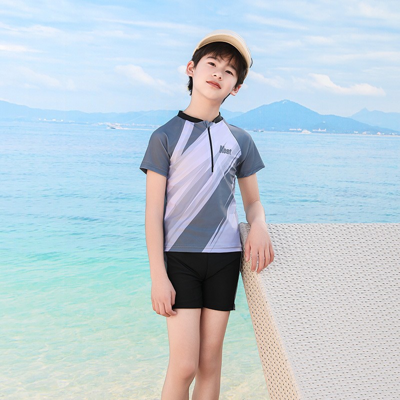 2024 nuevo traje de baño para niños estudiante niño deporte de secado rápido dividido de dos piezas traje de entrenamiento profesional para niños de mediana edad