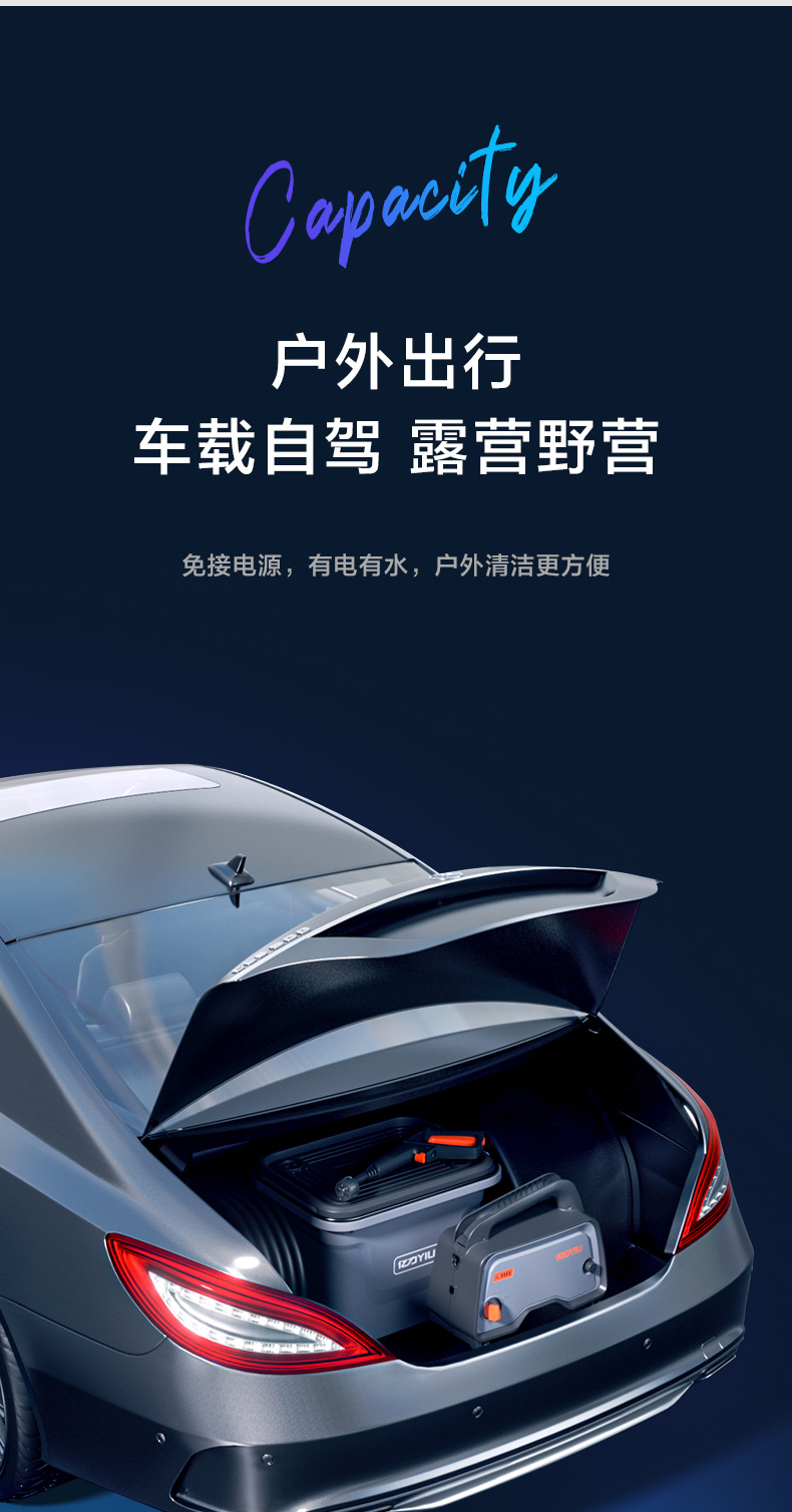Yili lithium battery wireless high-level high-pressure car washing machine charging car washing artifact high-pressure water gun car washing water pump cleaning machine