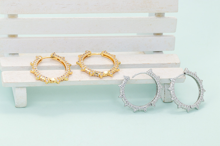 Earrings Classification Fashion Big Circle Pointed Earrings Simple Micro-inlaid Zircon Copper Earrings