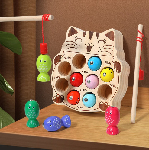 Weiwei Tiger Wood juega juego de pesca magnética Amazon venta caliente bebé mano-ojo coordinación juguetes educativos de educación temprana Montessori
