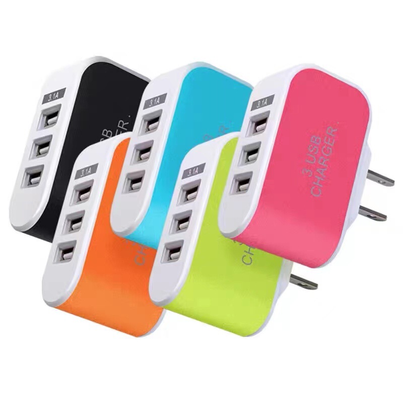 3usb Candy Universal Mobile Phone Charger Head, Colorful European Standard and American Standard Head, Universal Travel Charger for Smartphone