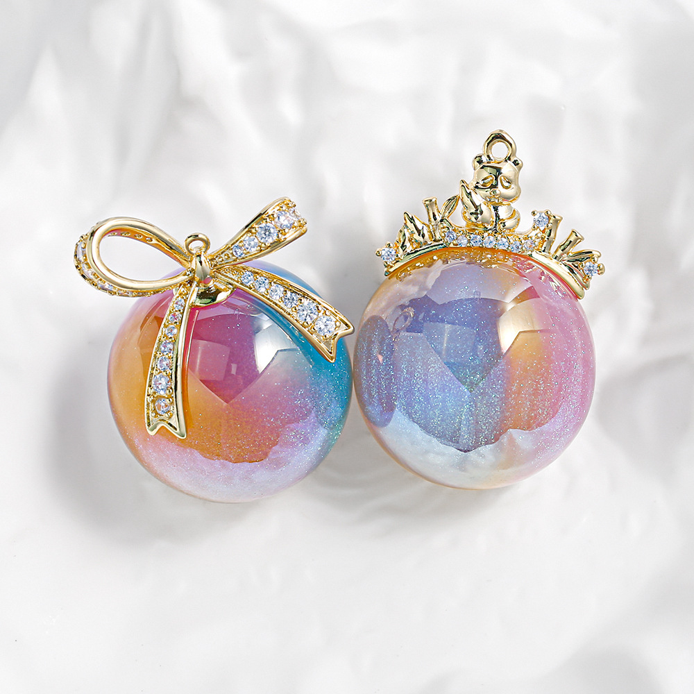 海蒂加5顆人魚敦煌吊孔圓珠大地雷珠子diy鑰匙扣手機鏈飾品配件