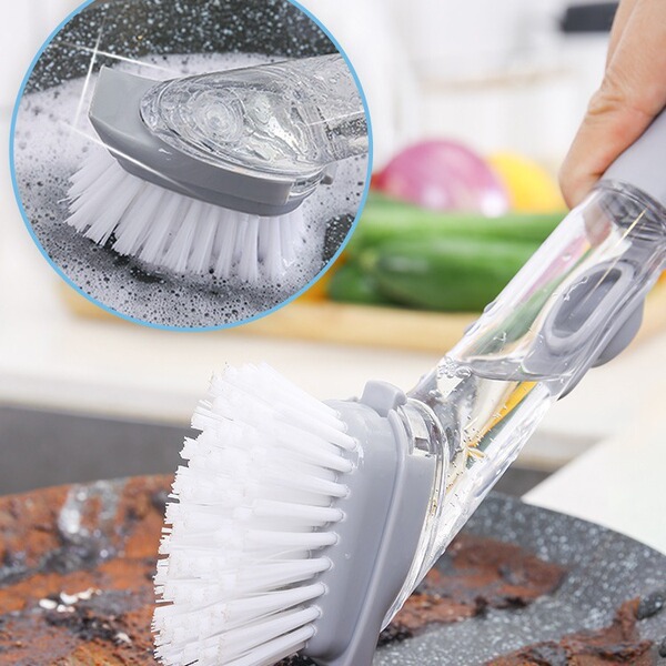 Lazy long-handled liquid-added pot brush kitchen pot brush automatic…