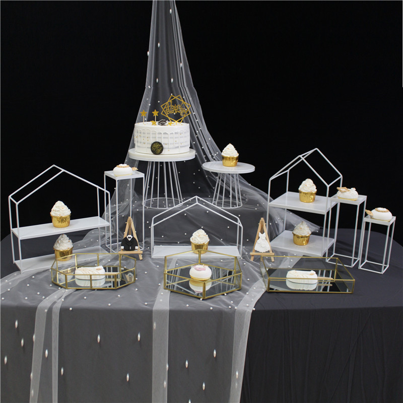 Estilo europeo blanco decoración de la mesa de postre soporte de exhibición de la torta de la boda estante merienda té de la tarde postre bandeja de pastelería image 3