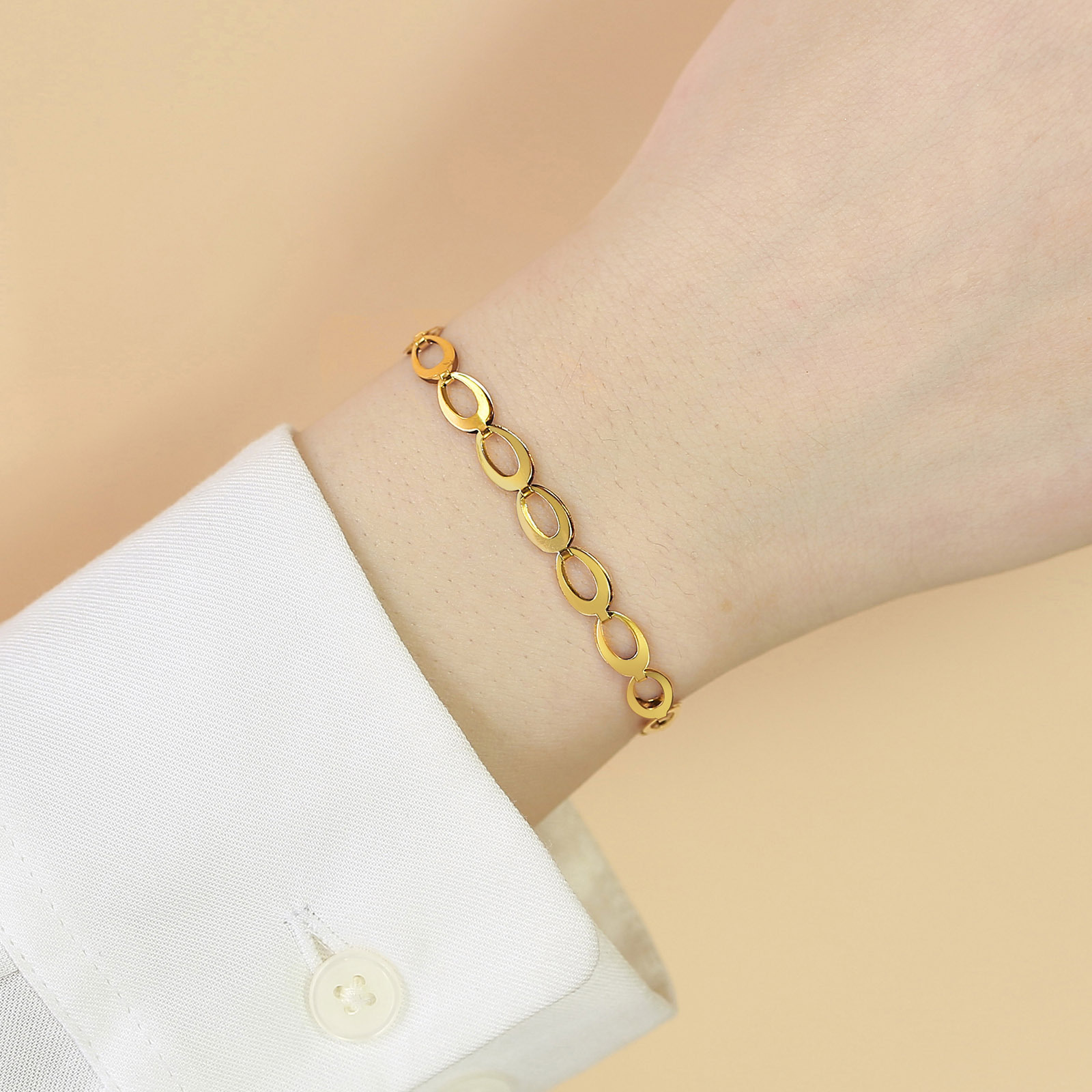 Simple Style Letter Stainless Steel Bracelets Plating Stainless Steel Rings