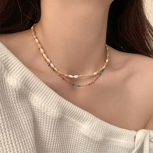Colorful Bead Jade Necklace for Women - Summer Design, Unique and Versatile Accessory, Elegant and Refined, Simple Lockchain