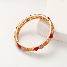 威德妮 北京景泰蓝儿童手镯民族风番茄镶钻镂空开口镯子小孩礼物