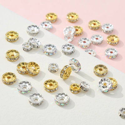 ring bead color bracelet | Zərgərlik ara hissələri - colored-diamond-gold-6mm-a-pack-of-100