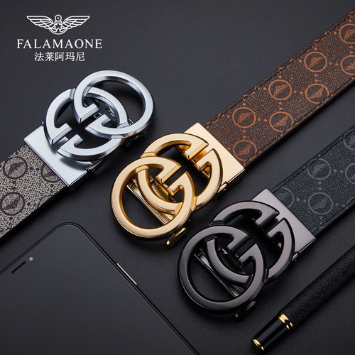 Faleamani Men's Genuine Leather Versatile Pants Belt, Pure Calfskin Youth Brand Men's Belt, Casual