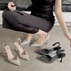 2024 Fashion New Summer Pointed Sexy Small Heel High Heels Water Diamond Glass Glue High Heel Sandals 1389-2
