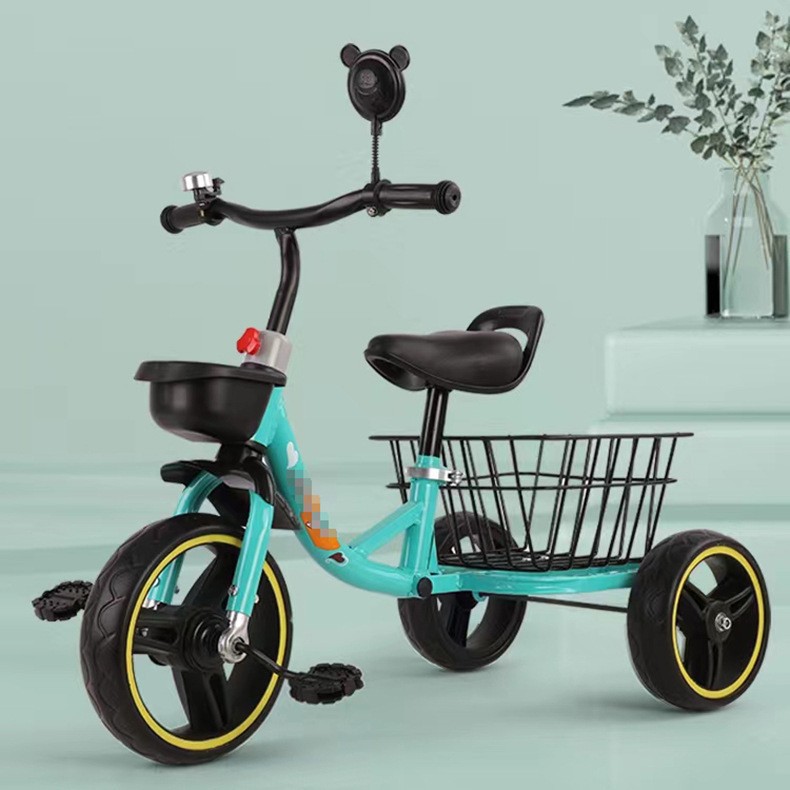 Triciclo infantil anticaída, bicicleta de bebé de 3-6 años, con canasto trasero, ideal para niños y niñas