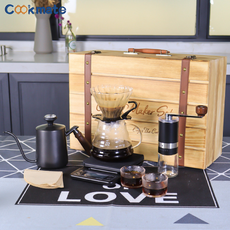 Hand-Brewed Coffee Pot Set, Hand-Grinding Coffee Machine, Household Small Hand-Cranked Coffee Grinder, Coffee Filter Cup Utensil Set