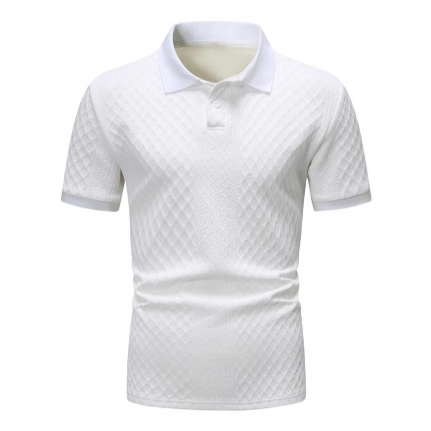 Polo de verano 2026 para hombre, estilo casual de negocios europeo y americano, camiseta jacquard de manga corta, top para Amazon y Temu