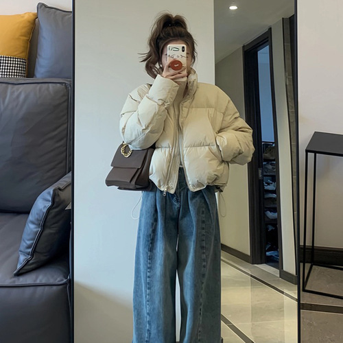 2025 New Down Cotton Coat Women's Short Loose Korean Thickened Cotton Coat Small Size Bread Coat Cotton Coat Coat 