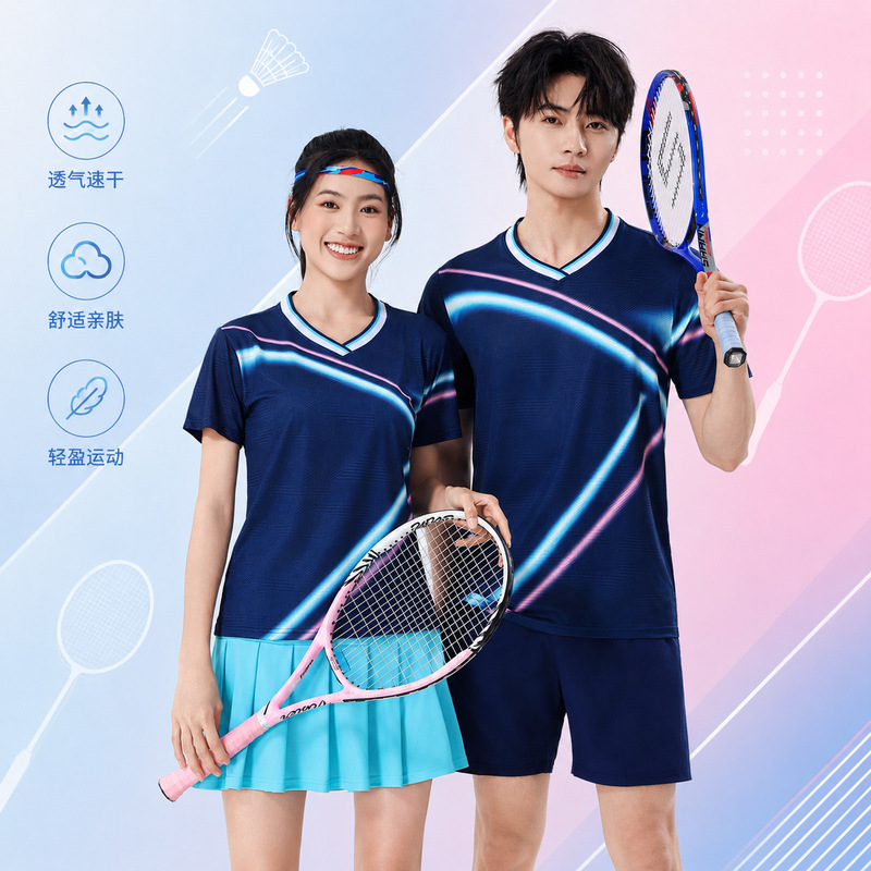 2026 New Model Badminton Uniforms for Women, Men's Short-Sleeved Quick-Drying Table Tennis Competition Training Sports Team Uniforms with Printing