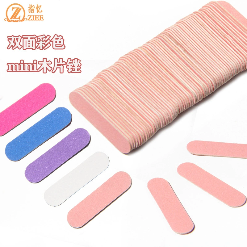 Двухсторонний цветной мини-деревянный файл одноразовый маникюр