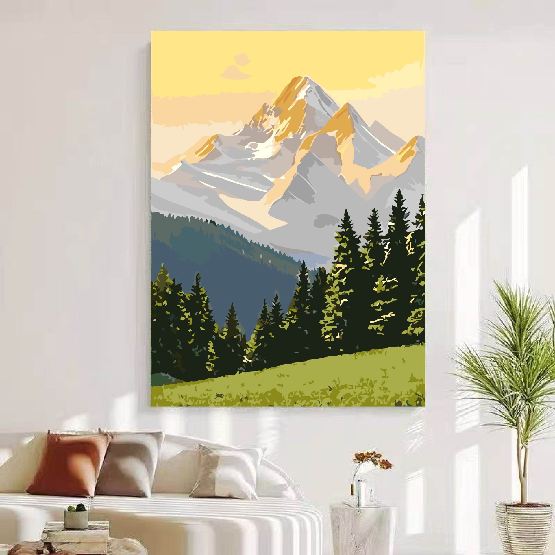 El viento tranquilo del sol Jinshan porche pinturas decorativas de textura de alto nivel pinturas de paisaje verde pinturas decorativas de paisaje