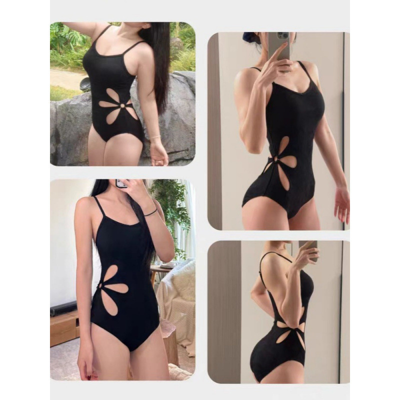 New One-Piece Swimsuit, Conservative, High-End, Black, Hollow-Out Floral Design, Sexy, Pure and Alluring, High-Value Swimwear New One-Piece Swimsuit, Conservative, High-End, Black, Hollow-Out Floral Design, Sexy, Pure and Alluring, High-Value Swimwear
