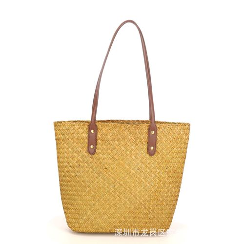 French-style grass woven bag, beach versatile shoulder bag, woven fashion for women students, outdoor sand bag, retro woven