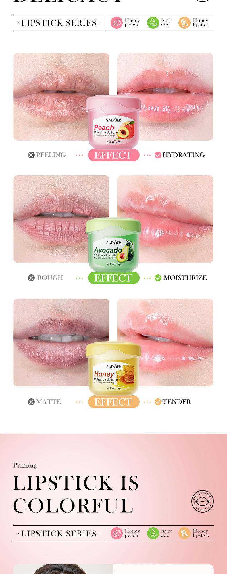 SADOER All Honey Autumn Winter lipstick Prevent Dry Cracks and Fade Lip Lines_voghion.com