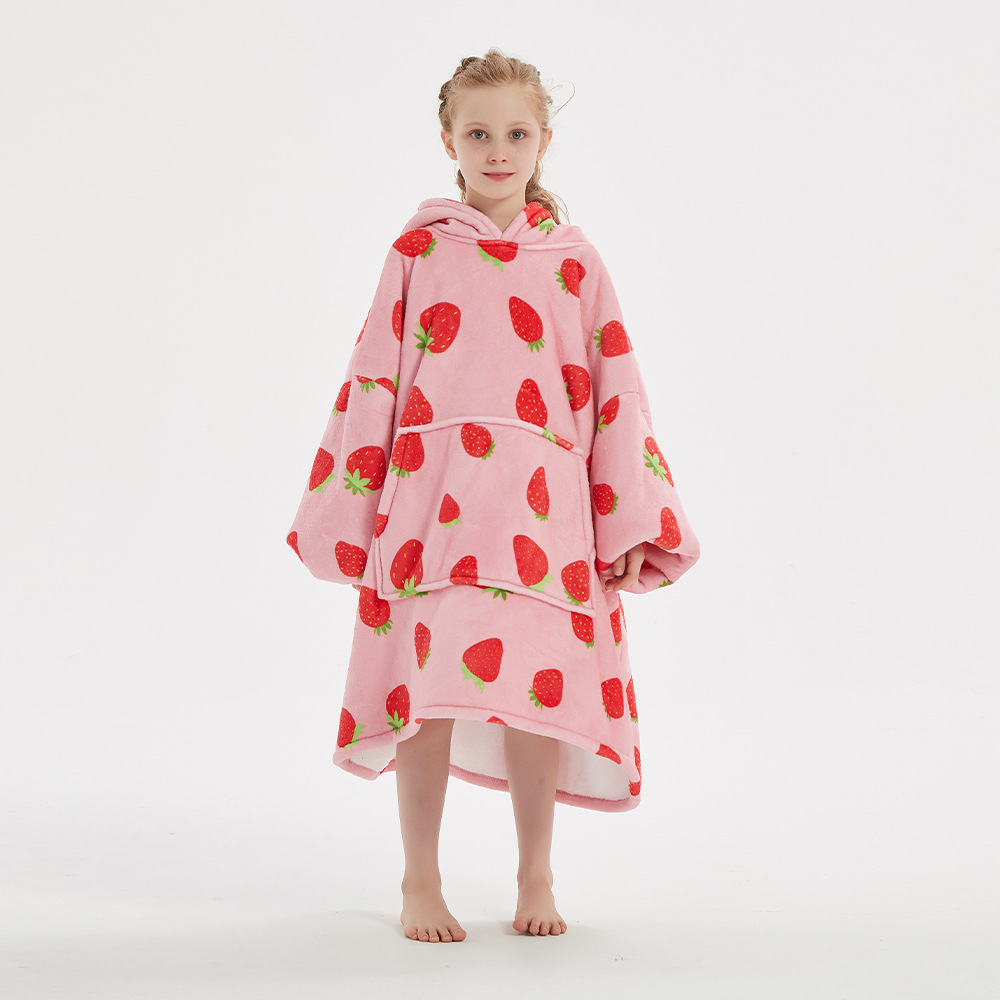 Sudadera con Capucha Tipo Manta para Niños, Estilo Nuevo de Otoño e Invierno, Franela, Doble Capa, Gruesa, Cálida, Talla Grande