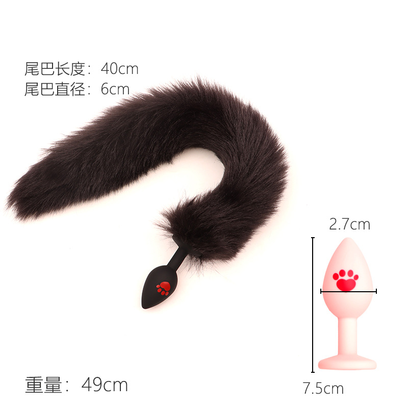 Cat Claw Anal Plug with 40 cm Fox Tail and Pink Bow — detail image 1