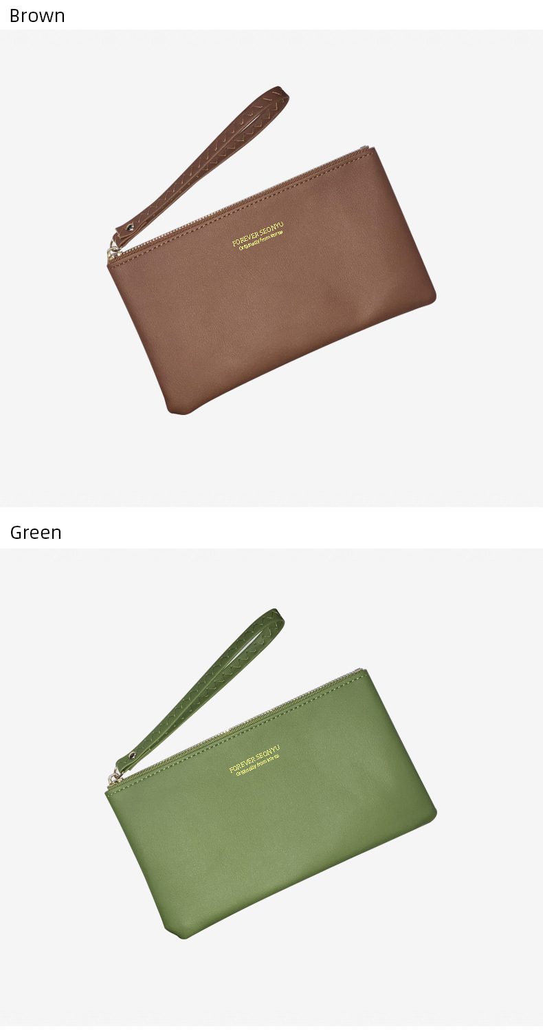 Solid Color Pattern Retro Long Wallet Korean Multifunctional Girl Clutch Purse