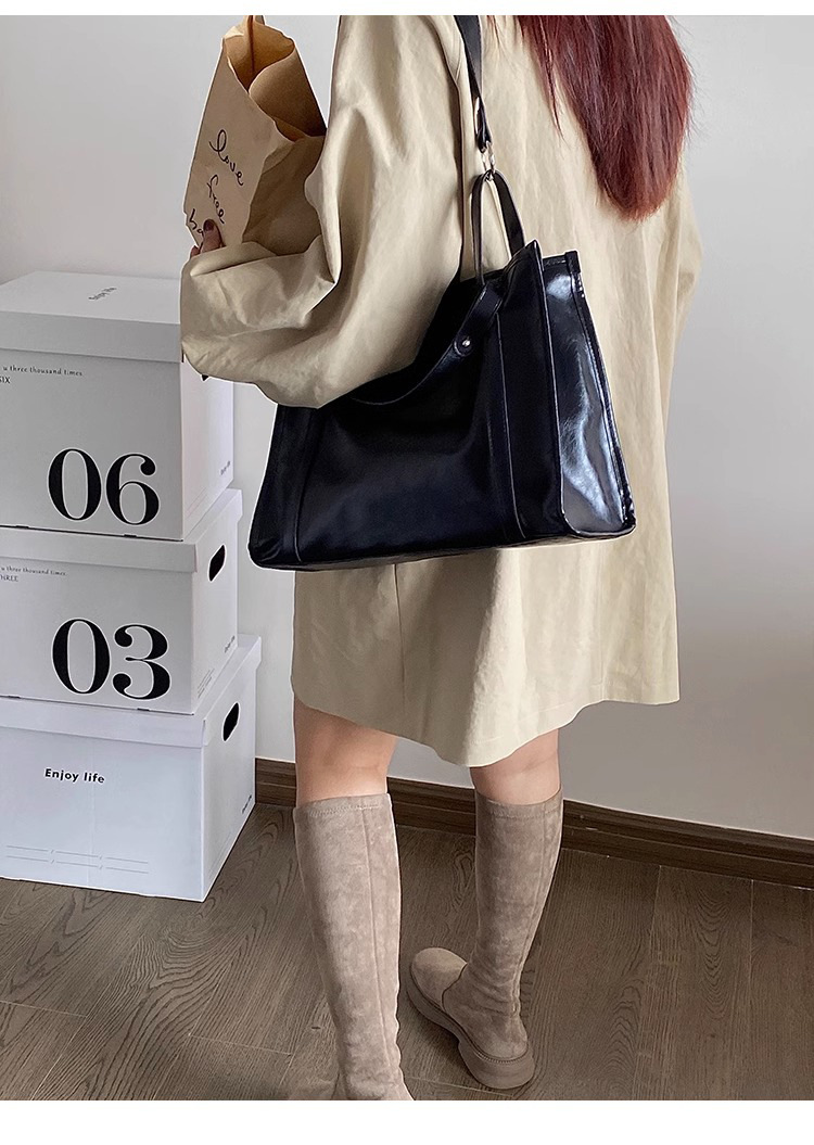 Túi tote nữ da thật đi làm dung tích lớn đeo chéo đeo vai — Màu nâu (viney), Màu đen (viney), Màu nâu (phiên bản công khai), Màu đen (phiên bản công khai) chi tiết 19