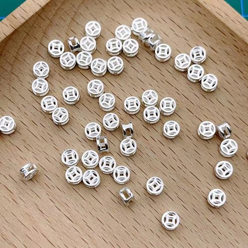 S925 sterling silver hollow copper coin beads bracelet copper coins separated by beads passerby diy handmade rope bracelet