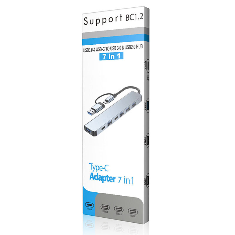 双頭セブンインワン拡張ドック USB3.0 ハブ拡張ドック多機能 TYPE-C ハブ 2 ～ 7 ライン|undefined