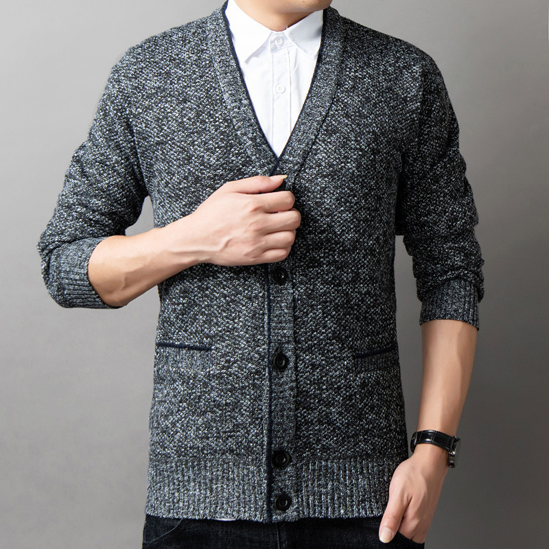 Middle-aged and elderly men's sweater coat cardigan autumn and winter cross-border AliExpress coarse sweater for the elderly men