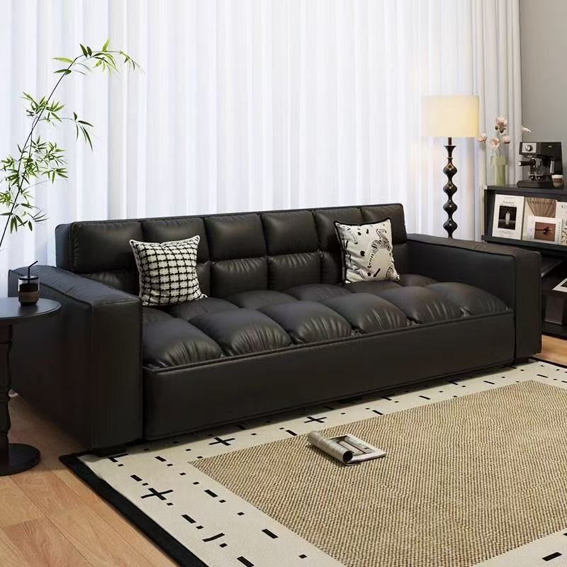 Mid-Century Style Tofu Block Sofa for Small Living Room, Trendy Fabric Double Sofa, 2025 New Model, Light Luxury High-End Feel for Bedroom