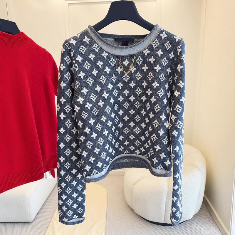 Non-Market Goods~Shenzhen Nanyou Classy European Women's Clothing Presbyopic Contrasting Color Metal Decorative Wool Pullover Sweater