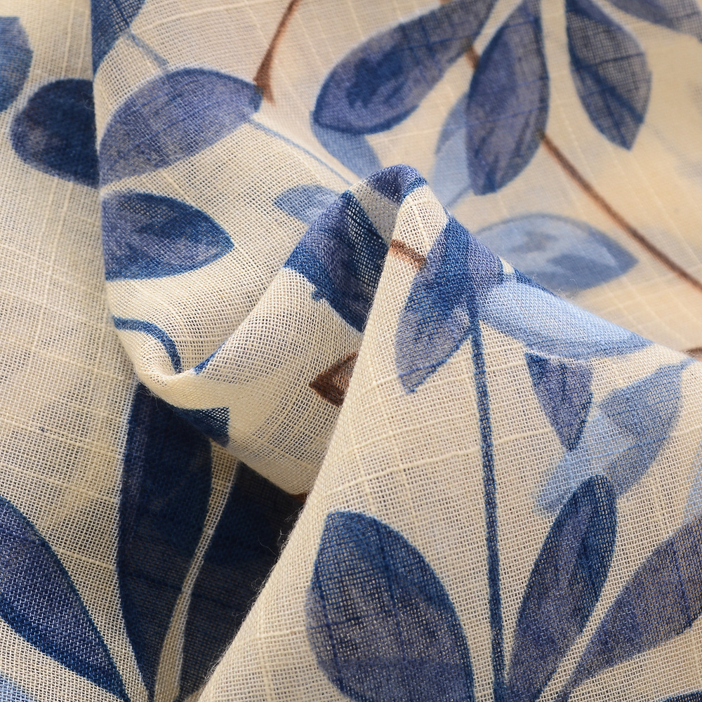 Elegante algodón fresco y lino sensación bufanda planta flor impresión borla decorativa bufanda de viaje protector solar chal bufanda