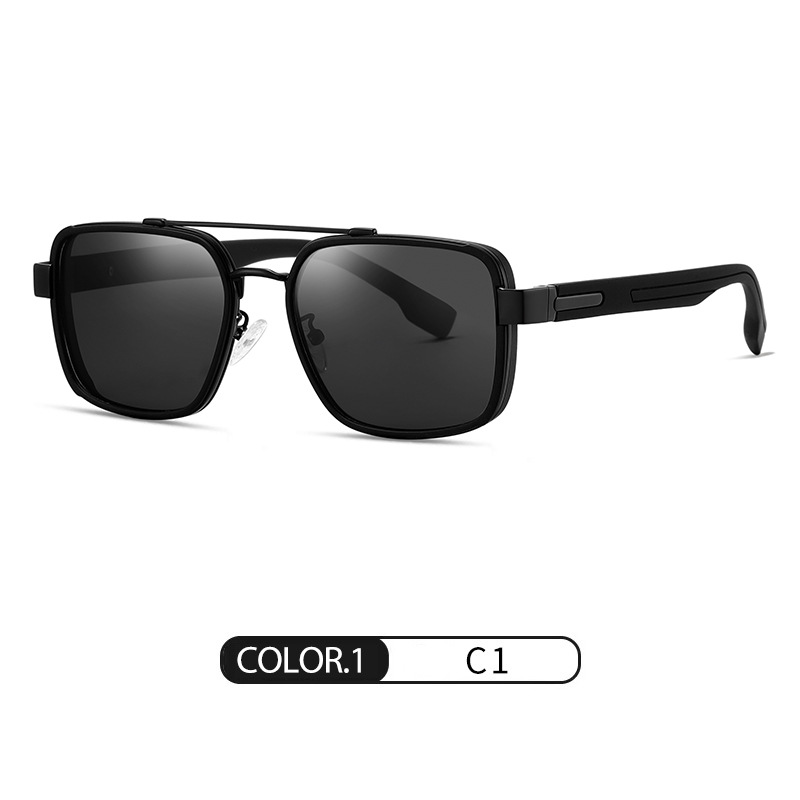 Lente polarizador de doble viga de moda clásica S15106 Gafas de sol para exteriores para hombres Gafas de sol de conducción de tiro callejero