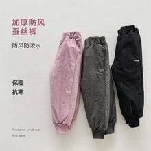 男女童裤 冬季加厚儿童棉裤 男女童蚕丝裤外穿防风裤保暖长裤加绒