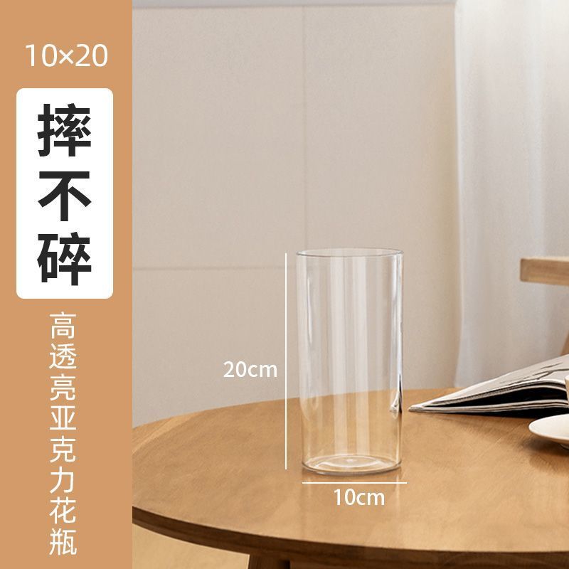 Vaso acrílico de alta transparencia a prueba de caídas abundante bambú de meseta hidropónico flores interiores decoración de mesa despierta barril de flores