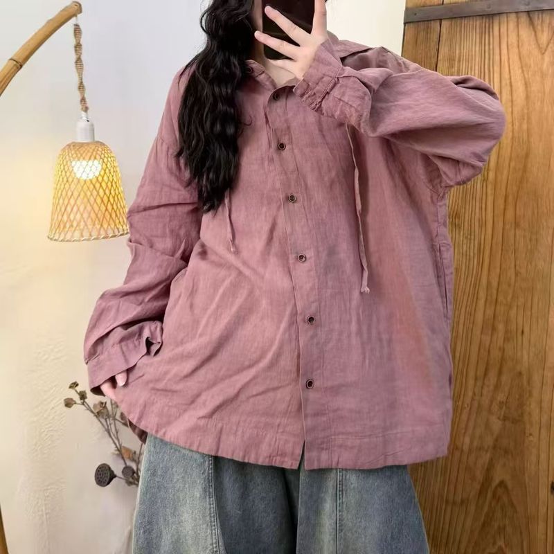 文艺风干洗亚麻日系 可拆卸连麦上衣2025 秋新款单排扣慵懒风均码|undefined