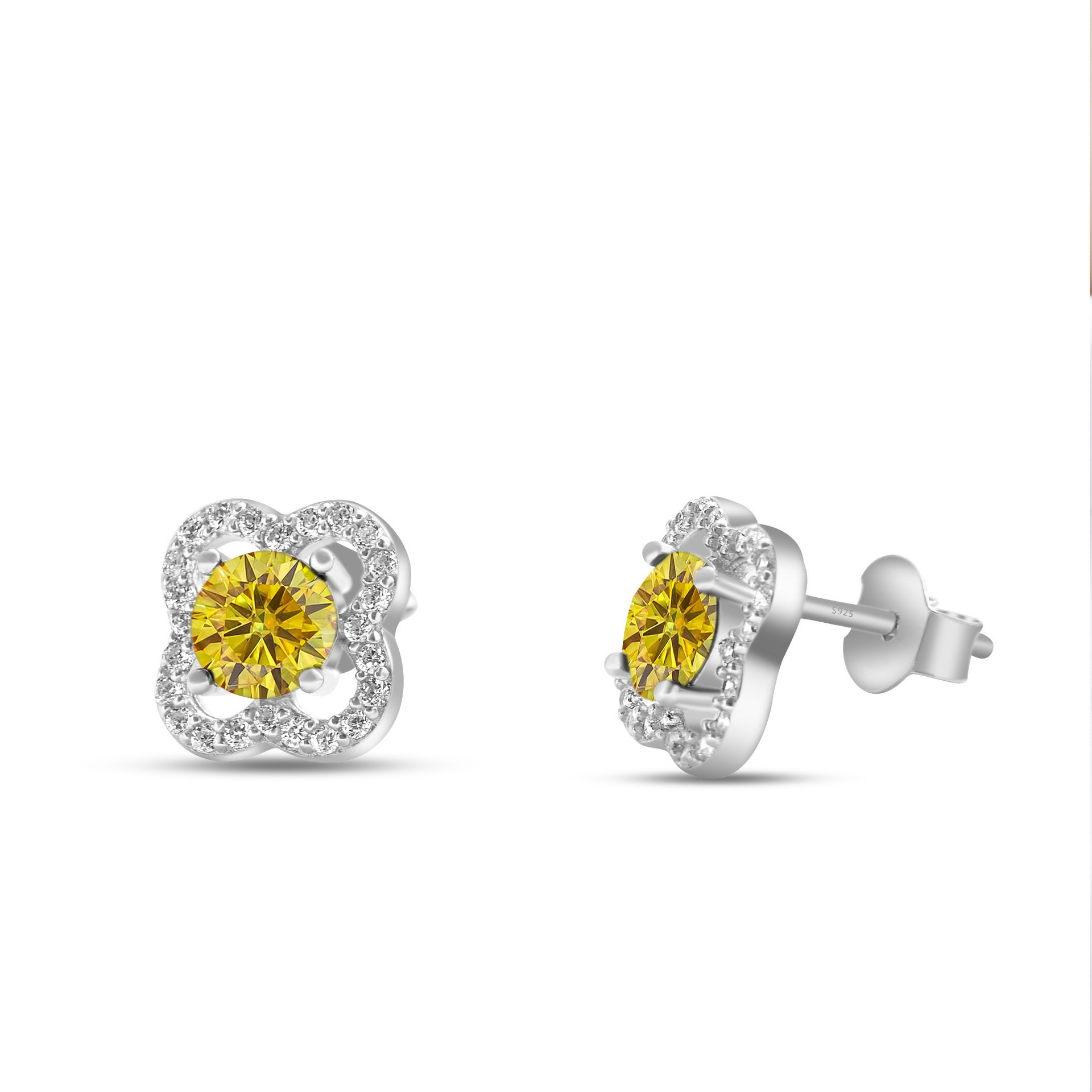 s925 joyería de plata esterlina moissanite cuatro hojas pernos de orejas damas micro color D 50 puntos / 1ct pendientes directos de fábrica